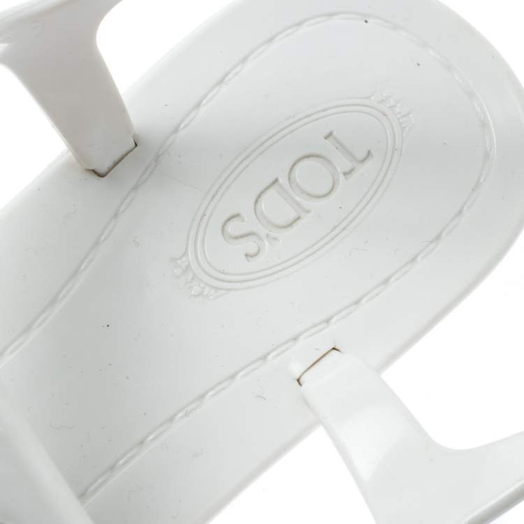 Pre Owned Tod's White Jelly Tassel Detail Thong Flat Sandals Size 37