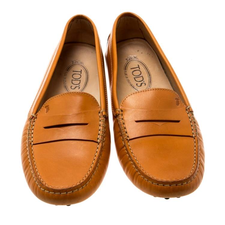 Pre Owned Tod’s Alphonso Yellow Leather Penny Loafers Size 41.5