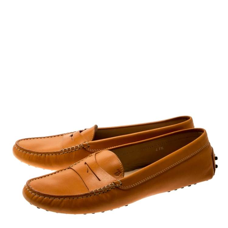 Pre Owned Tod’s Alphonso Yellow Leather Penny Loafers Size 41.5