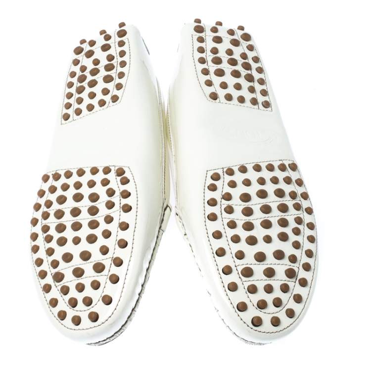Pre Owned Tod's White Patent Leather Penny Loafers Size 39