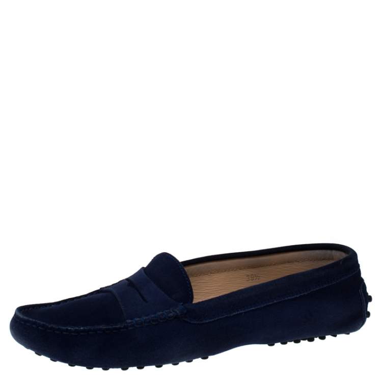 Pre Owned Tod’s Navy Blue Suede Gommino Driving Loafers Size 39.5