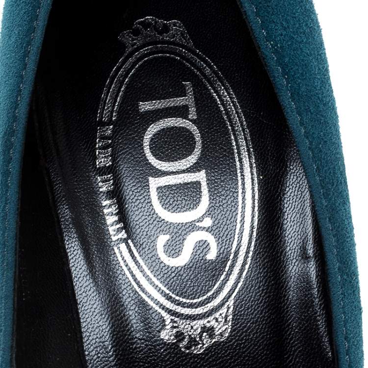 Pre Owned Tod's Blue Suede Platform Pumps Size 36.5