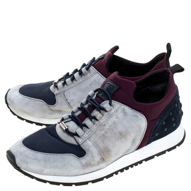 Pre Owned Tod's Multicolor Suede and Nylon Lace Sneakers Size 38