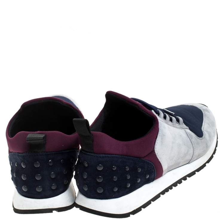 Pre Owned Tod's Multicolor Suede and Nylon Lace Sneakers Size 38