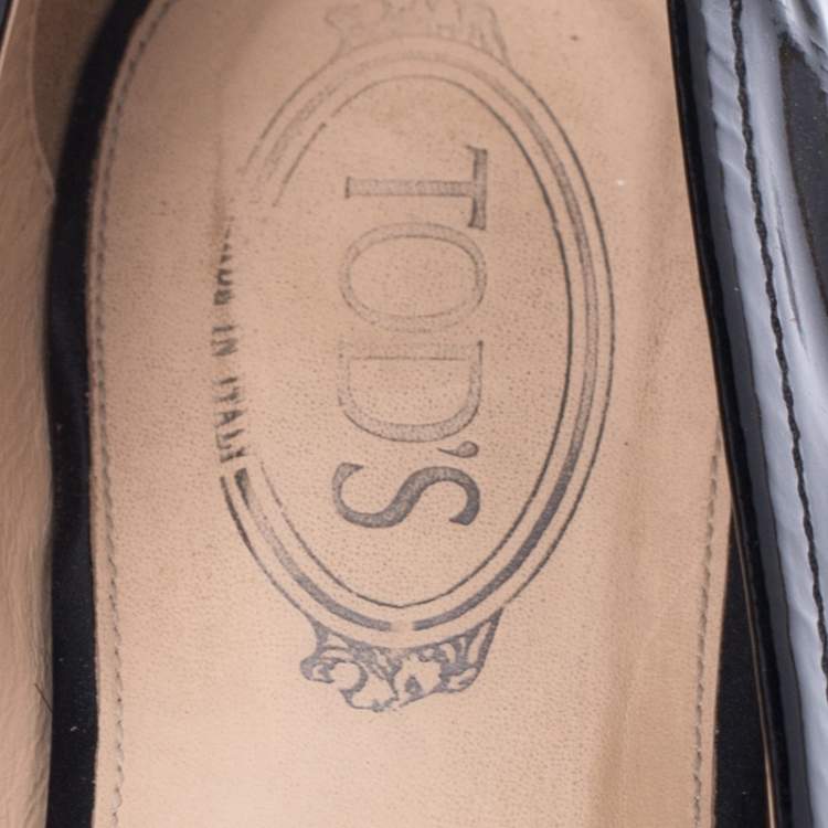 Pre Owned Tod's Black Patent Leather Pointed Toe Penny Loafer Size 40