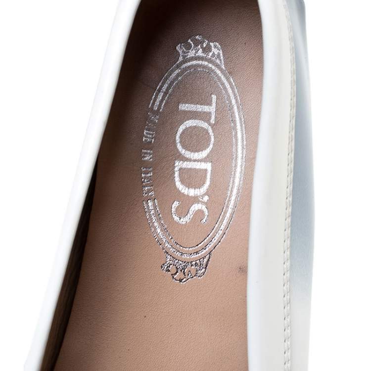 Pre Owned Tod's Blue/White Gradient Patent Leather Penny Loafers Size 35