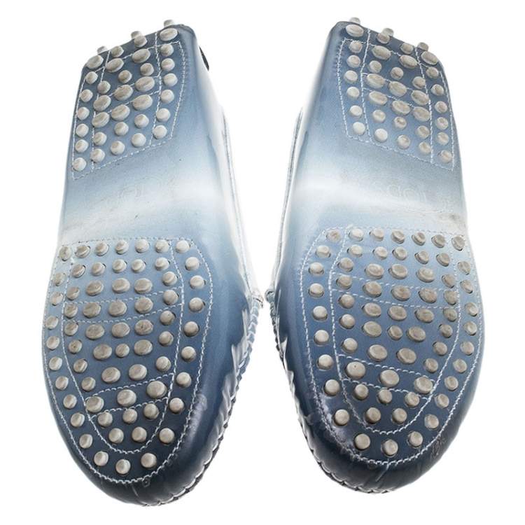 Pre Owned Tod's Blue/White Gradient Patent Leather Penny Loafers Size 35