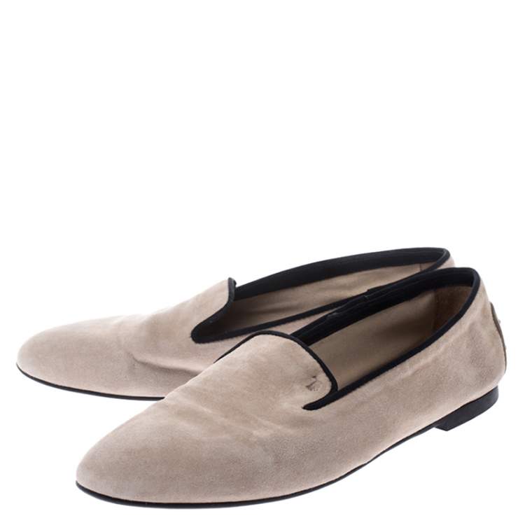 مملوكة مسبقًا Tod's Beige Suede Slip On Loafers Size 38