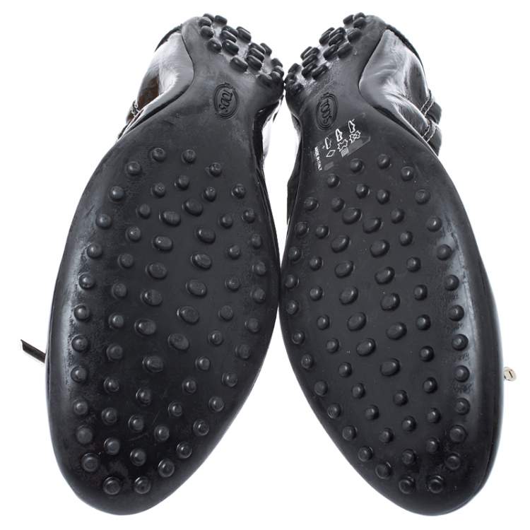 Pre Owned Tod's Black Patent Leather Scrunch Ballet Flats Size 38