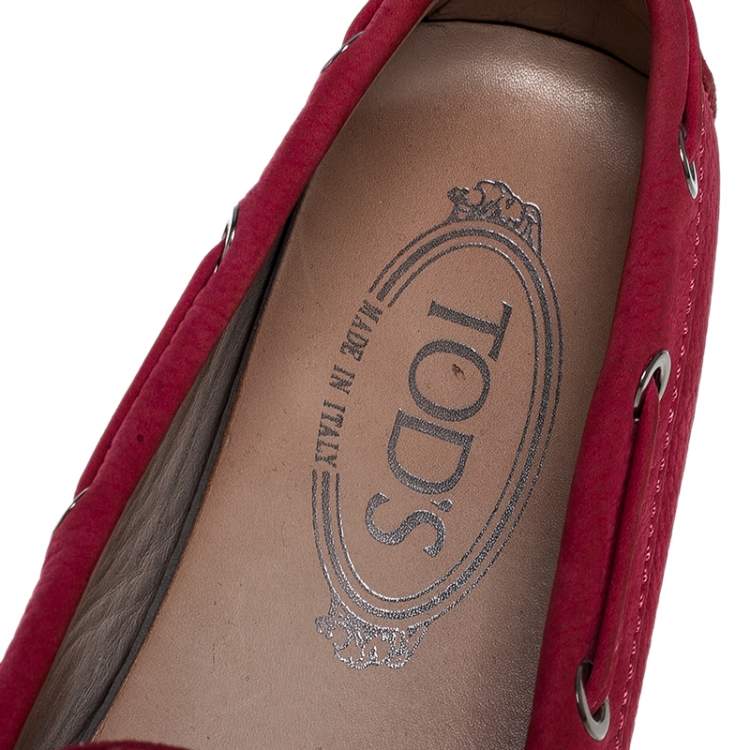 Pre Owned Tod's Pink Nubuck Gommino Loafers Size 36.5