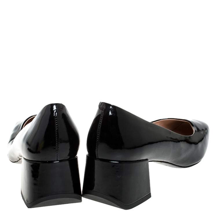 Pre Owned Tod's Black Patent Leather Block Heel Pumps Size 39