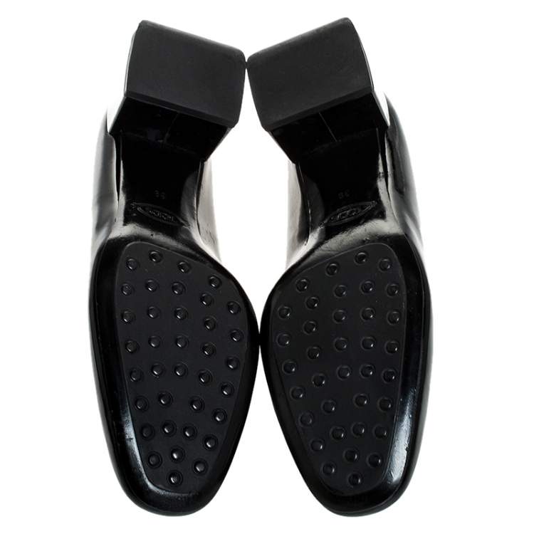 Pre Owned Tod's Black Patent Leather Block Heel Pumps Size 39