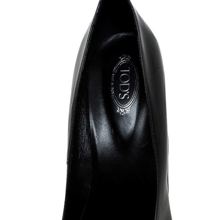 Pre Owned Tod's Black Leather Pumps Size 40.5