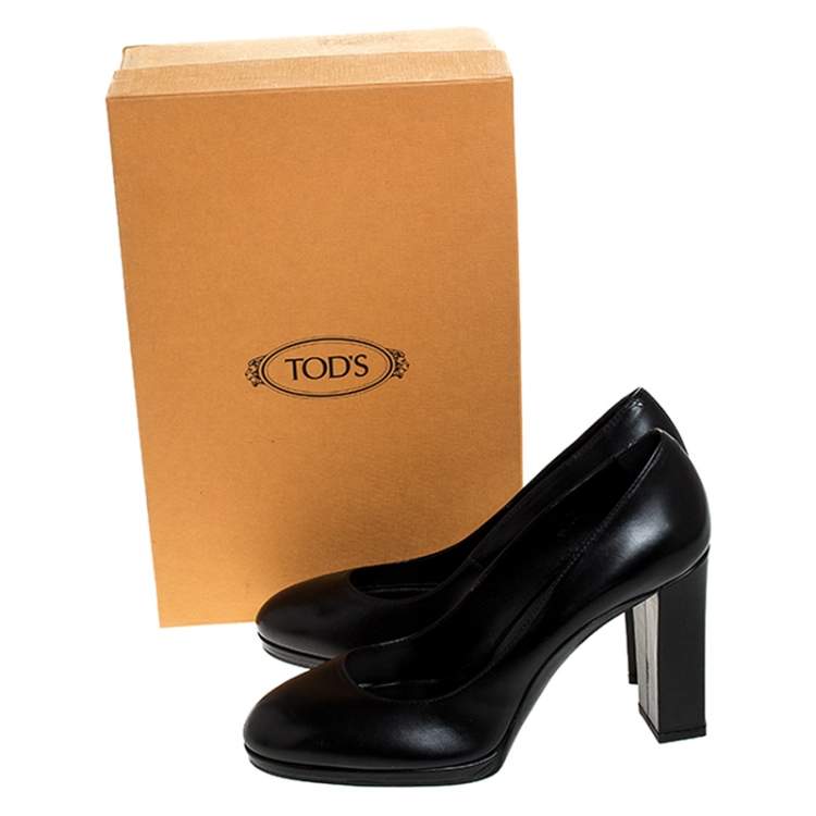 Pre Owned Tod's Black Leather Pumps Size 40.5