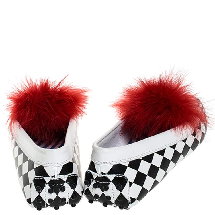 Pre Owned Tod's Multicolor Leather and Fur Gommino Circus Loafers Size 40