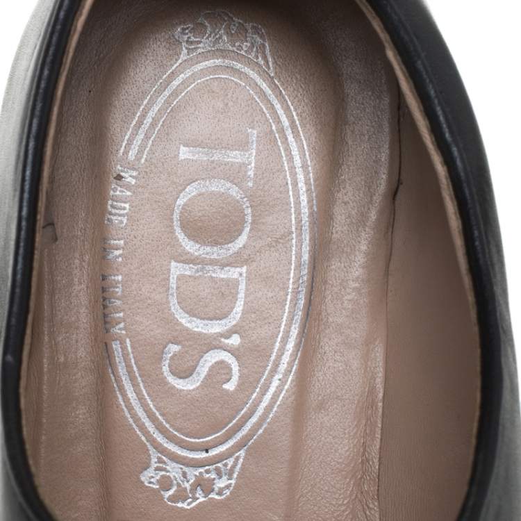 Pre Owned Tod's Bi Color Leather Fringe Detail Monk Flats Size 36