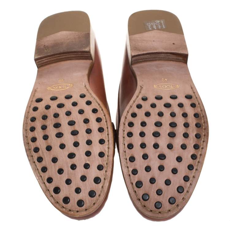 مملوكة مسبقًا Tod's Brown Leather Penny Slip On Loafers Size 40