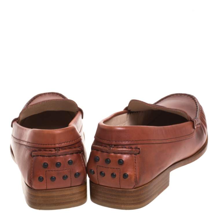 مملوكة مسبقًا Tod's Brown Leather Penny Slip On Loafers Size 40