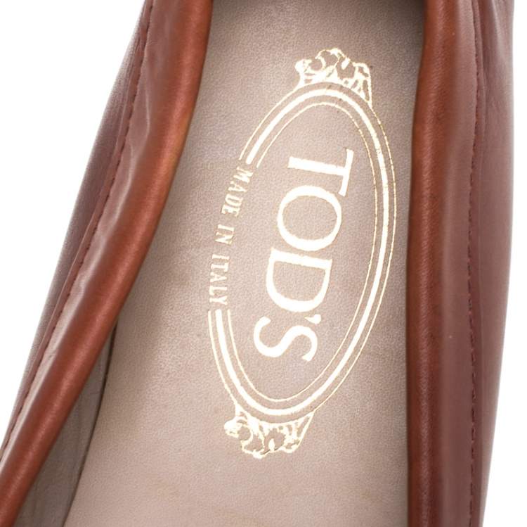 مملوكة مسبقًا Tod's Brown Leather Penny Slip On Loafers Size 40