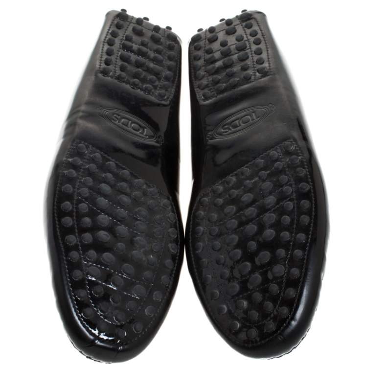 Pre Owned Tod's Black Patent Leather Penny Slip On Loafers Size 42