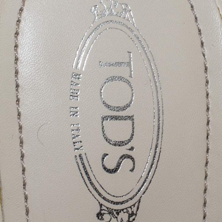 Pre Owned Tod's White Patent Leather Peggy Buckle Slide Sandals Size 41