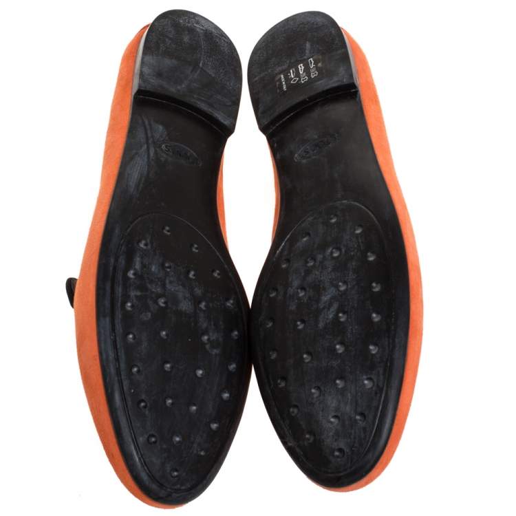 Pre Owned Tod's Orange Suede Smoking Slippers Size 39