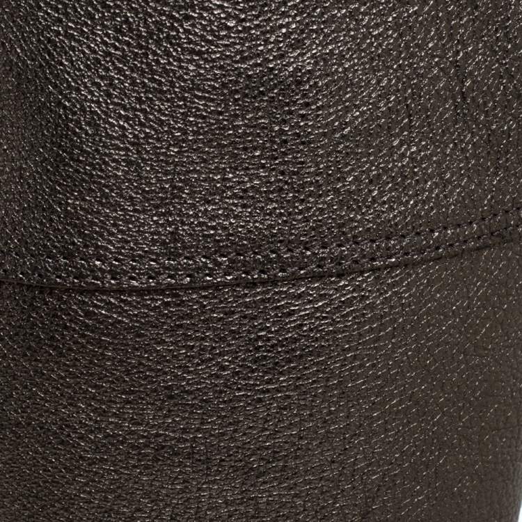 Pre Owned Tod's Metallic Grey Leather Knee Length Boots Size 39