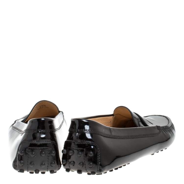 Pre Owned Tod's Black Patent Leather Penny Slip On Loafers Size 39.5