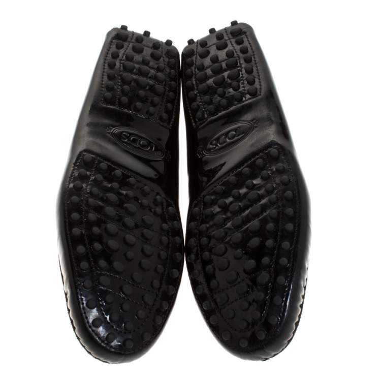 Pre Owned Tod's Black Patent Leather Penny Slip On Loafers Size 39.5