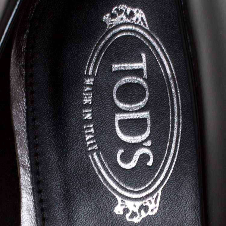 Pre Owned Tod's Black Leather Round Toe Pumps Size 36