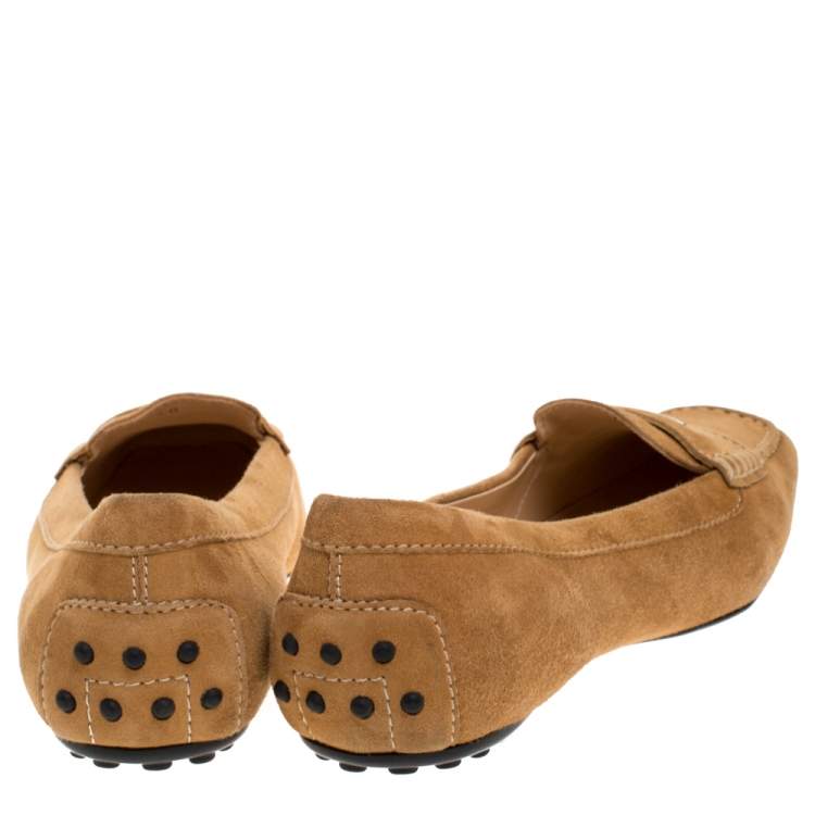 Pre Owned Tod's Beige Suede Slip On Penny Loafers Size 40