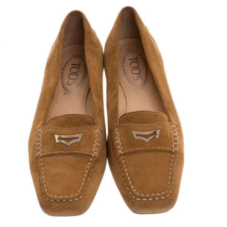 Pre Owned Tod's Beige Suede Slip On Penny Loafers Size 40