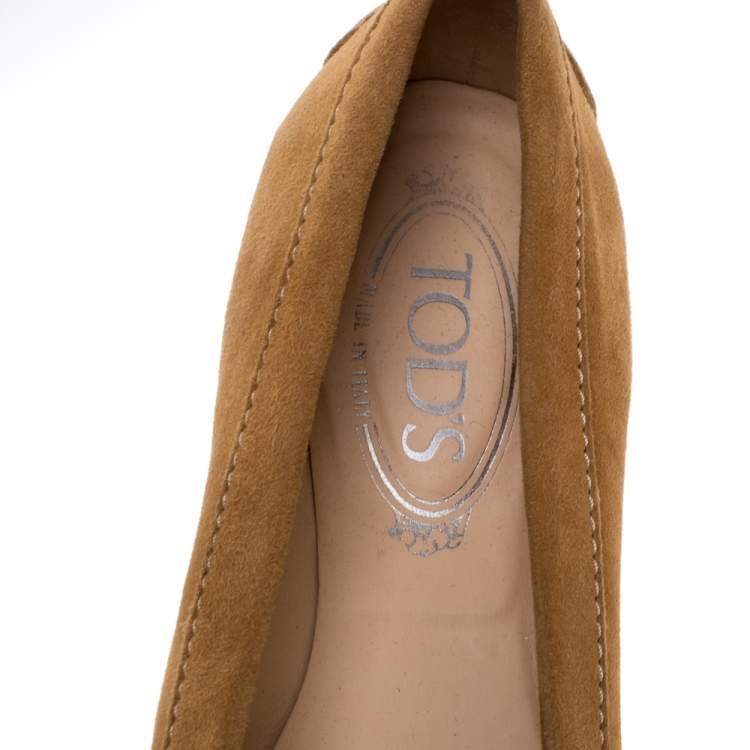 Pre Owned Tod's Beige Suede Slip On Penny Loafers Size 40