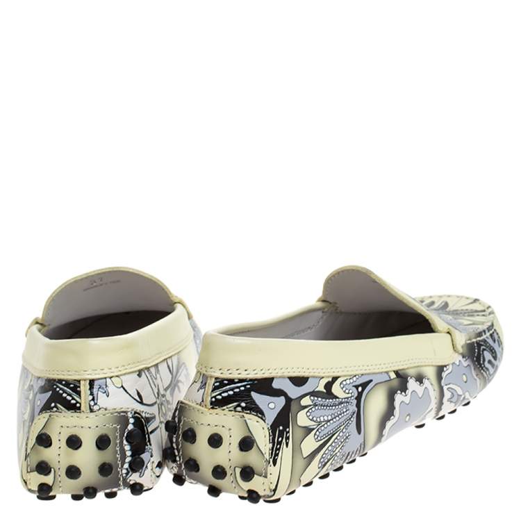 Pre Owned Tod's Multicolor Floral Print Leather Loafers Size 37