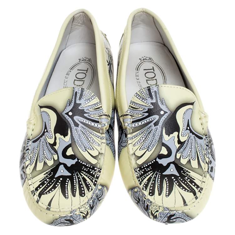 Pre Owned Tod's Multicolor Floral Print Leather Loafers Size 37