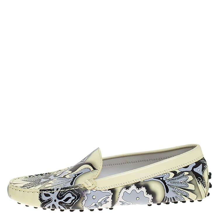 Pre Owned Tod's Multicolor Floral Print Leather Loafers Size 37
