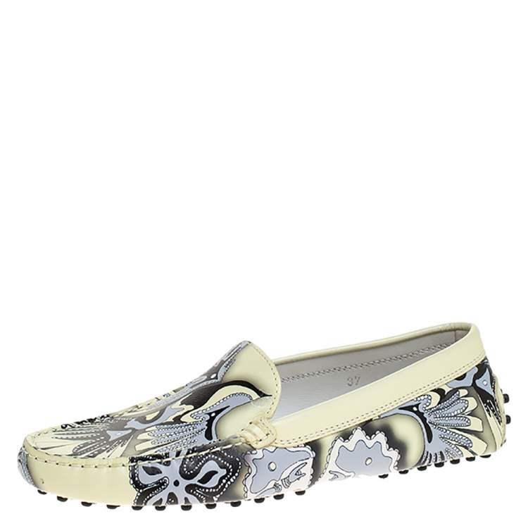 Pre Owned Tod's Multicolor Floral Print Leather Loafers Size 37