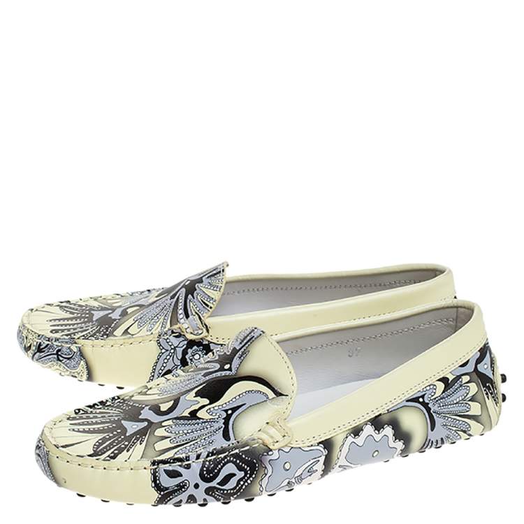 Pre Owned Tod's Multicolor Floral Print Leather Loafers Size 37