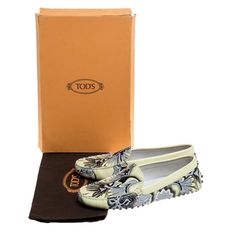 Pre Owned Tod's Multicolor Floral Print Leather Loafers Size 37