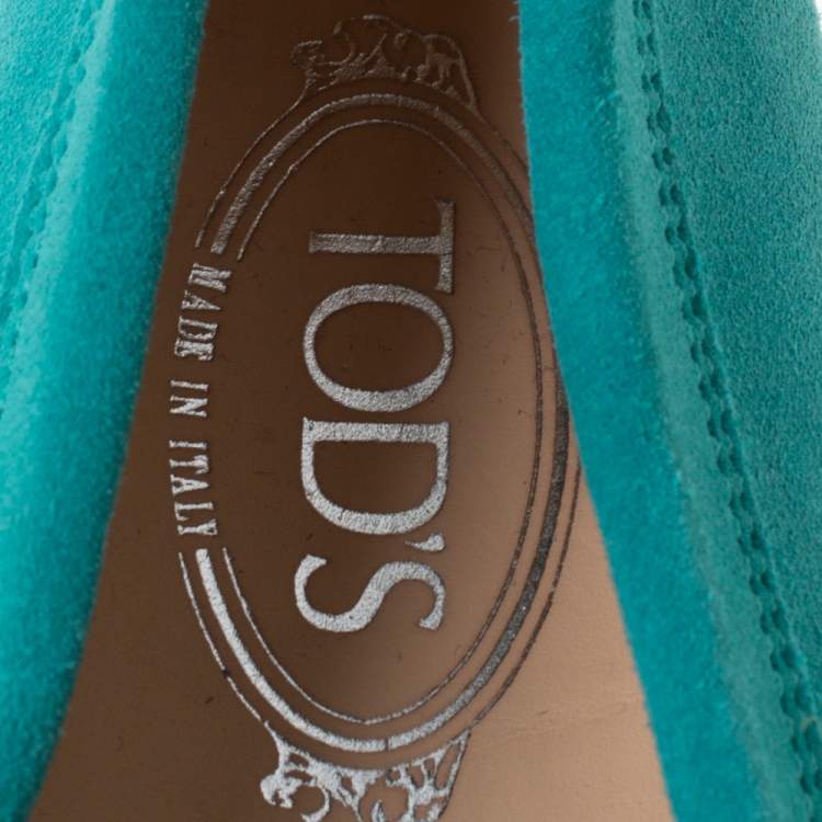 Pre Owned Tod's Mint Green Suede Penny Loafers Size 39.5