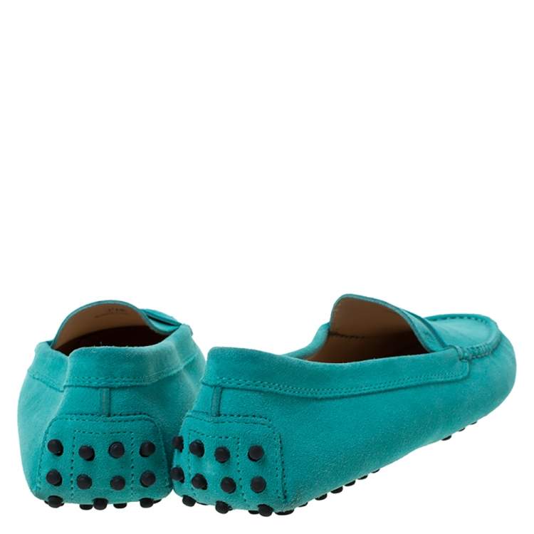 Pre Owned Tod's Mint Green Suede Penny Loafers Size 39.5