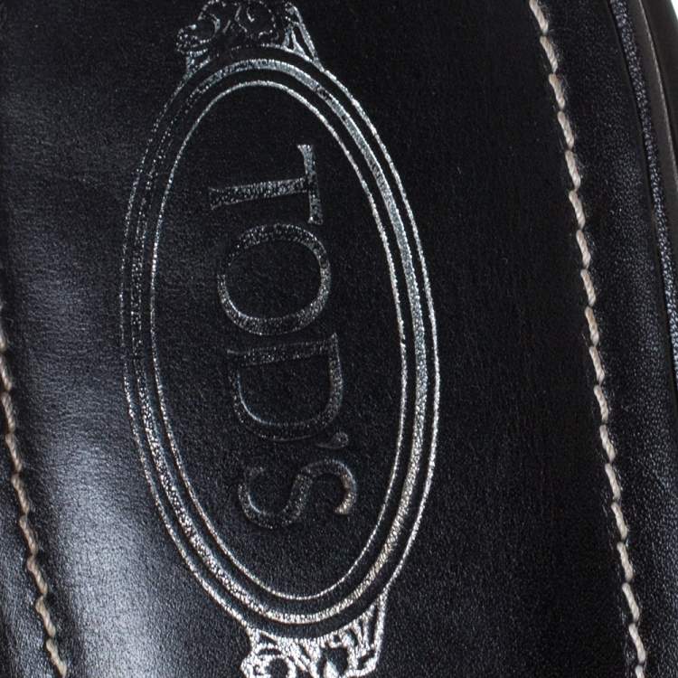 Pre Owned Tod's Black Leather Slide Sandals Size 38