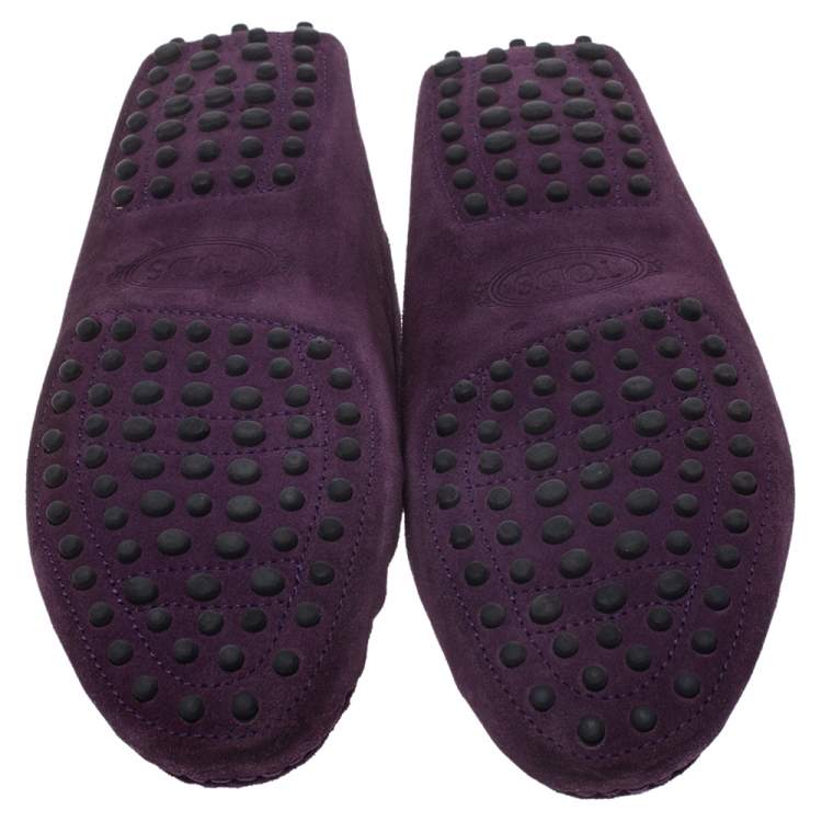 Pre Owned Tod’s Purple Suede Crystal Stud Penny Loafers Size 38