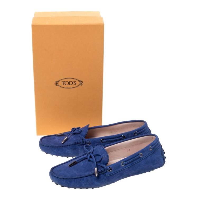 Pre Owned Tod's Blue Nubuck City Gommino Loafers Size 39