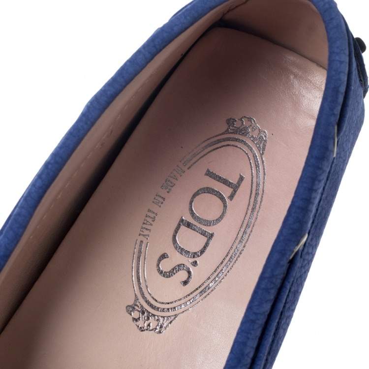 Pre Owned Tod's Blue Nubuck City Gommino Loafers Size 39