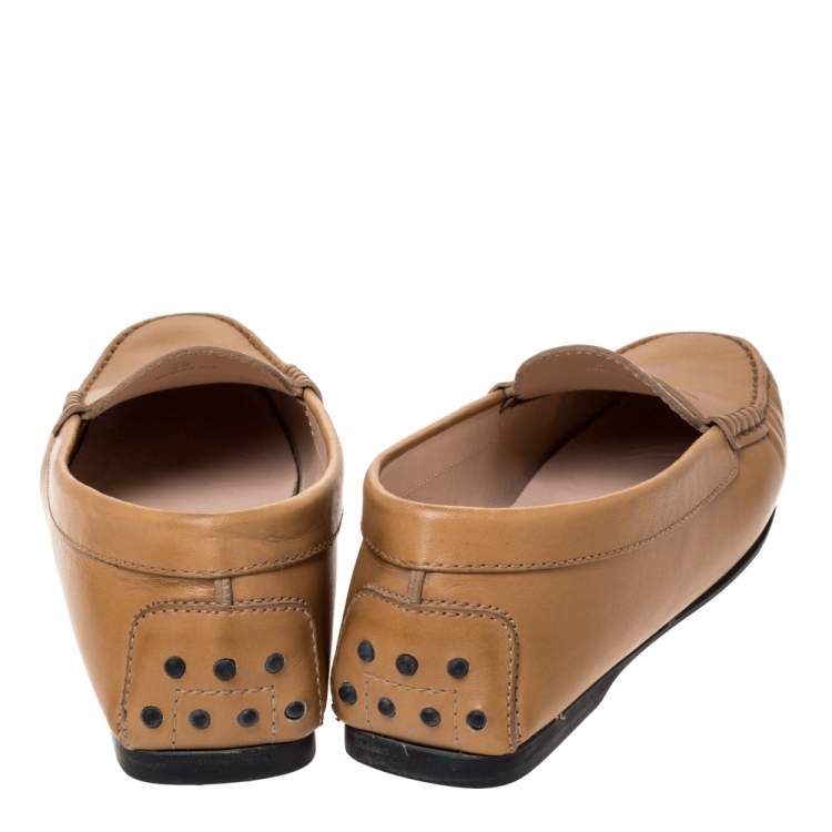 Pre Owned Tod's Tan Leather Penny Loafers Size 38