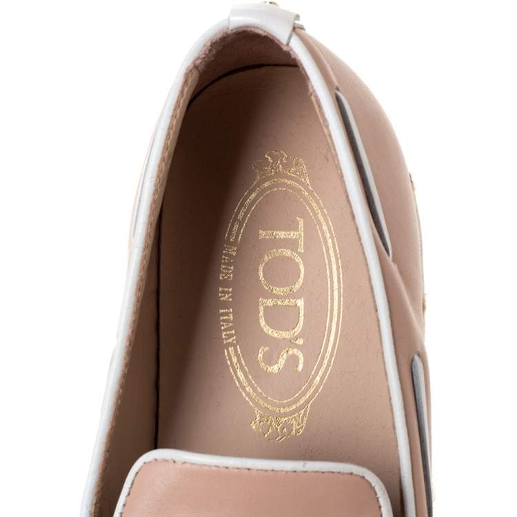 مملوكة مسبقًا Tod's Powder Pink Leather Tassel Espadrille Platform Sneaker Size 37.5