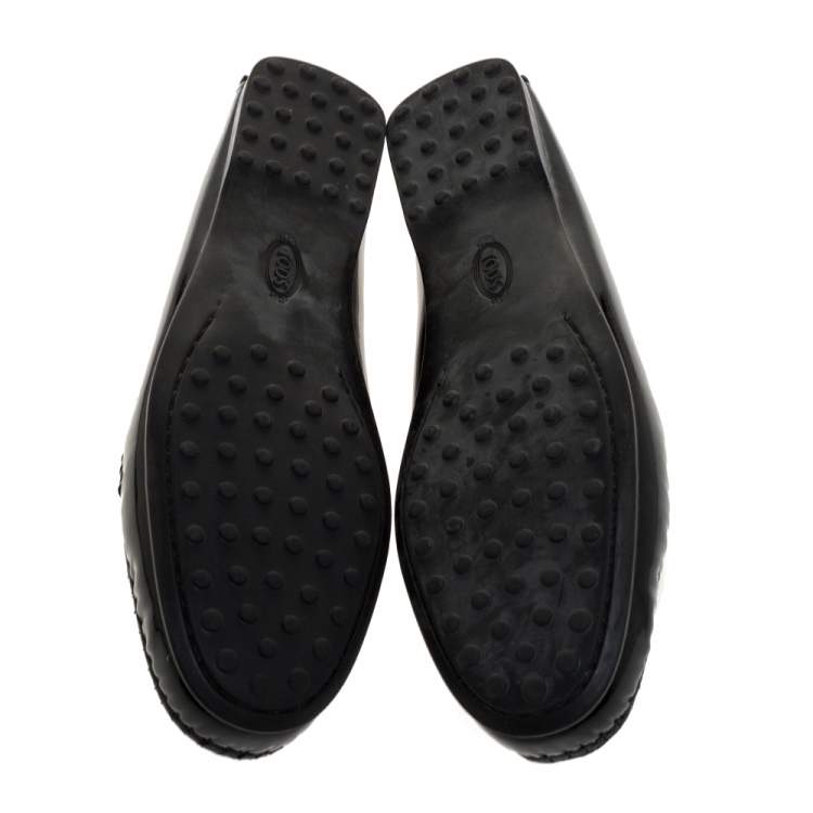 مملوكة مسبقًا Tod's Black Patent Leather Double T Loafers Size 39.5