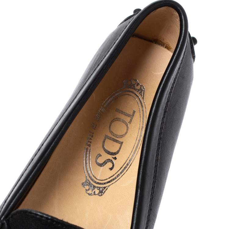 Pre Owned Tod's Black Leather Penny Loafers Size 36