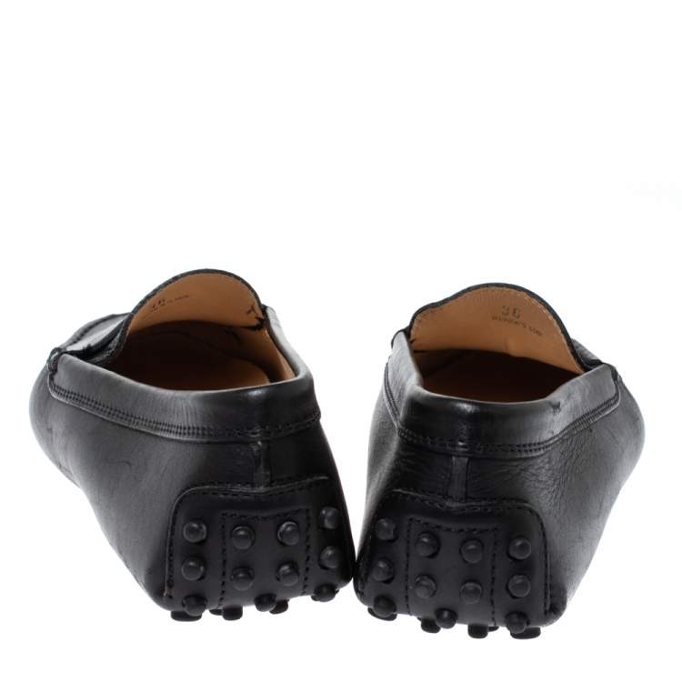 Pre Owned Tod's Black Leather Penny Loafers Size 36